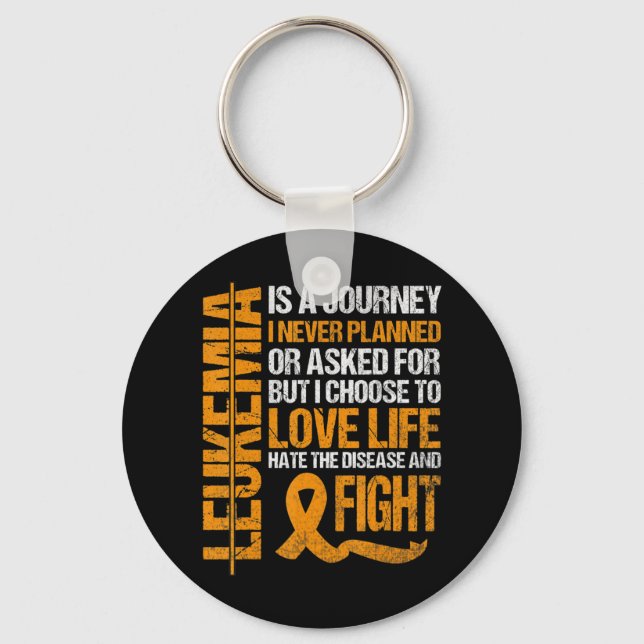 support for Leukemia Awareness orange Ribbon produ Keychain (Front)