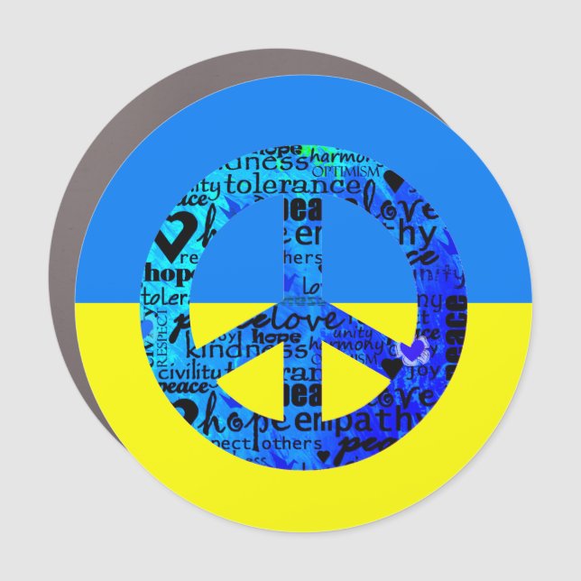 Support for Ukraine Flag Blue Peace Sign (Front)