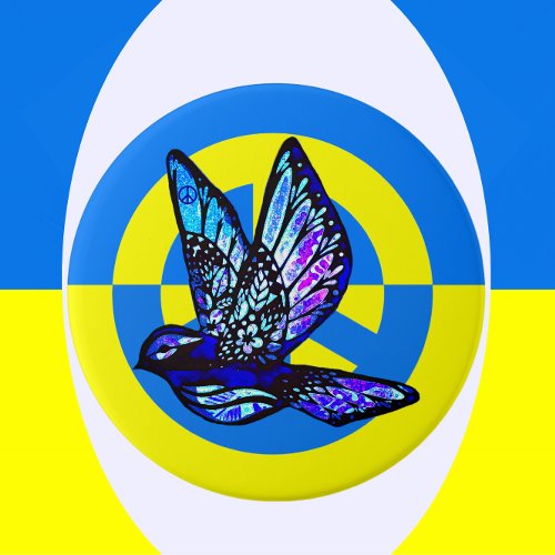 Support for Ukraine Vibrant Peace Dove Button