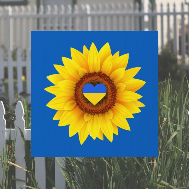 Support for Ukraine Yellow Sunflower on Blue Yard Sign (Creator Uploaded)