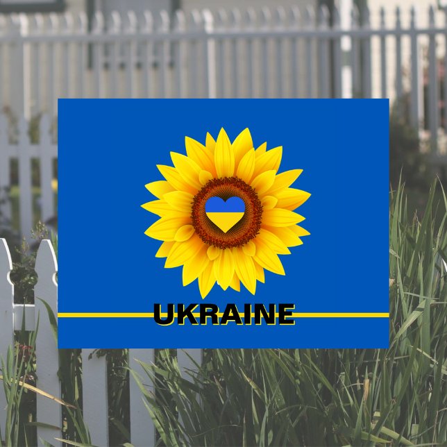 Support for Ukraine Yellow Sunflower on Blue Yard Sign (Creator Uploaded)