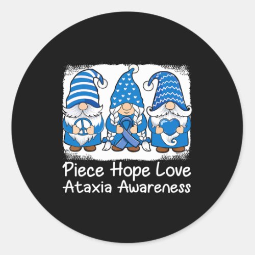 Support Gnomes With Ribbon Blue Ataxia Awareness 1 Classic Round Sticker