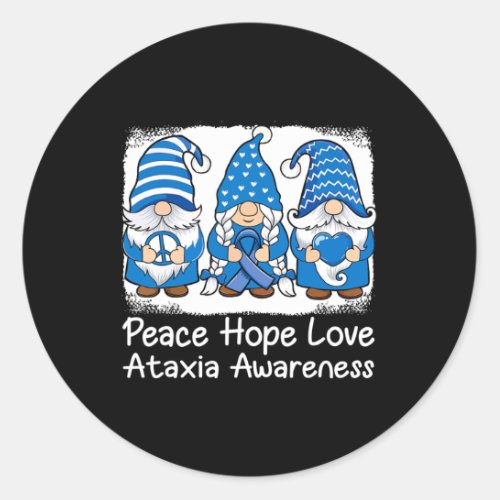 Support Gnomes With Ribbon Blue Ataxia Awareness  Classic Round Sticker