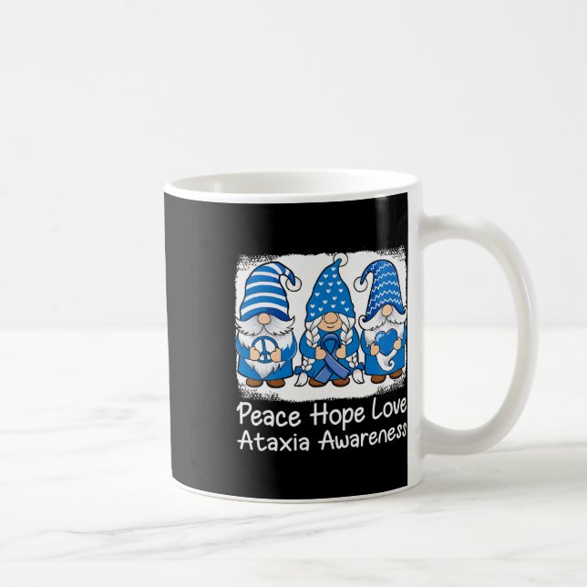 Support Gnomes With Ribbon Blue Ataxia Awareness  Coffee Mug (Right)
