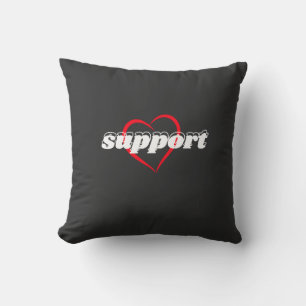 Support Heart Design – Red Love Symbol with Bold  Throw Pillow