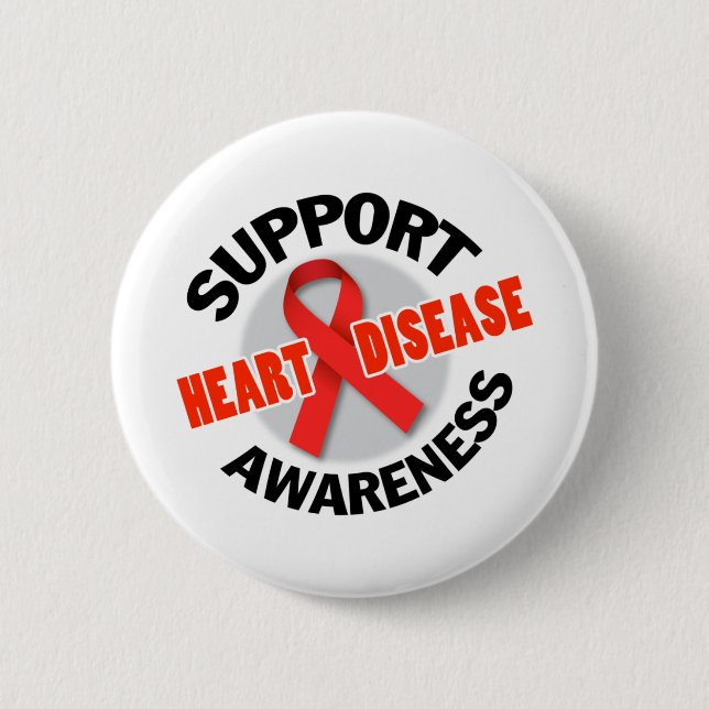 Support Heart Disease Awareness Seal Pinback Button (Front)