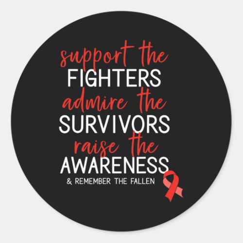 Support Heart Disease Red Ribbon Awareness  Classic Round Sticker