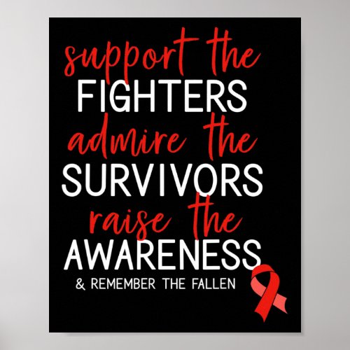 Support Heart Disease Red Ribbon Awareness  Poster