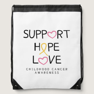 support.hope.love childhood cancer drawstring bags