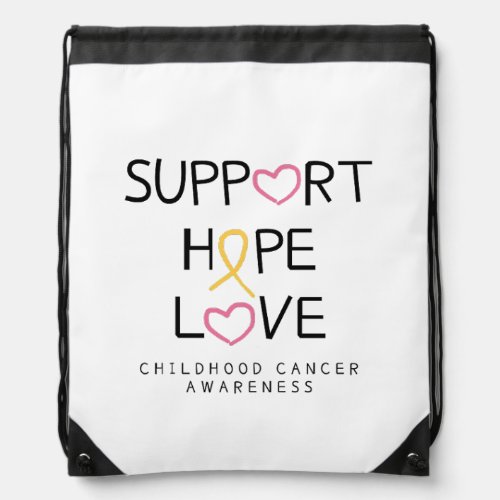 supporthopelove childhood cancer drawstring bags