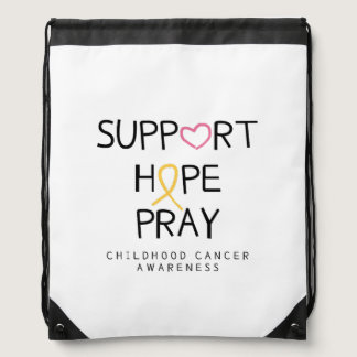 support.hope.pray. childhood cancer drawstring bag