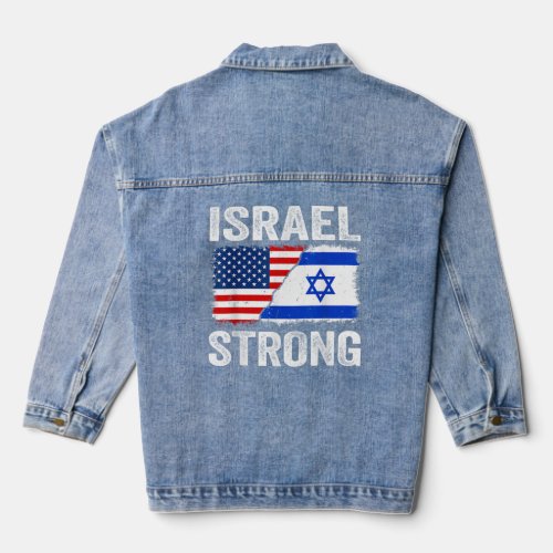 Support I Stand With Israel And USA Flag  Denim Jacket