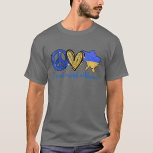 Support I Stand With Ukraine Peace Love Ukrainian T-Shirt