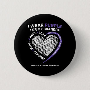 Support I Wear Purple Grandpa Pancreatic Cancer Aw Button
