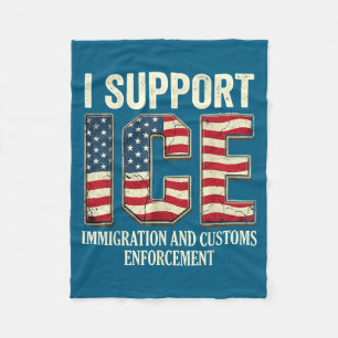 Support ice immigration officers american flag fleece blanket