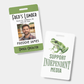 Support Independent Media Frog Name Badge