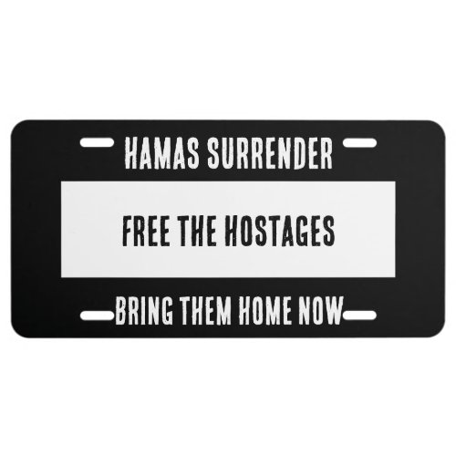 Support Israel Free Hostages Now License Plate