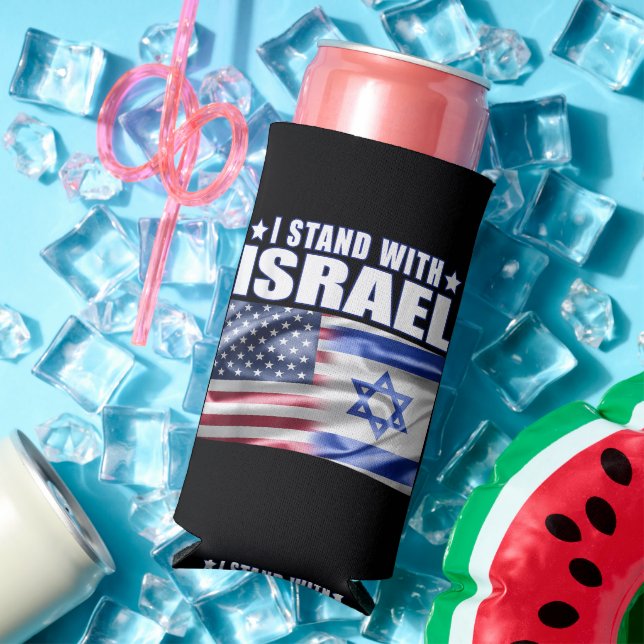 Support Israel I Stand with Israel  Seltzer Can Cooler (In Situ Summer)