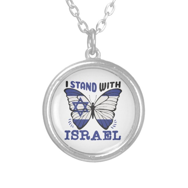 Support Israel - I Stand With Israeli Silver Plated Necklace (Front)