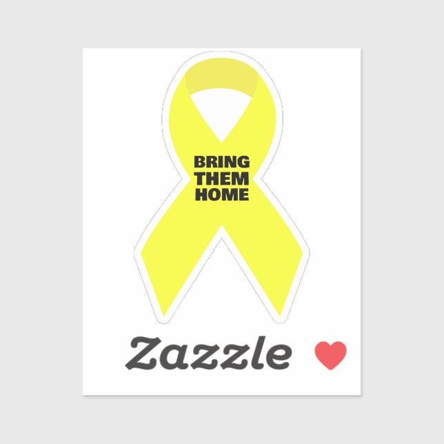 SUPPORT ISRAEL - Yellow Ribbon Bring Them Home Now Sticker (Sheet)