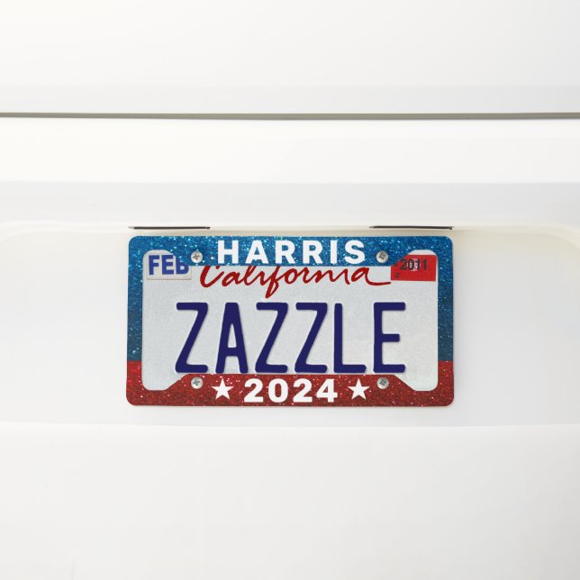 Support Kamala Harris 2024 Glitter Progress Unity License Plate Frame (On Car)