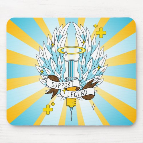 Support Legend Gamer Yellow Winged Syringe Cartoon Mouse Pad