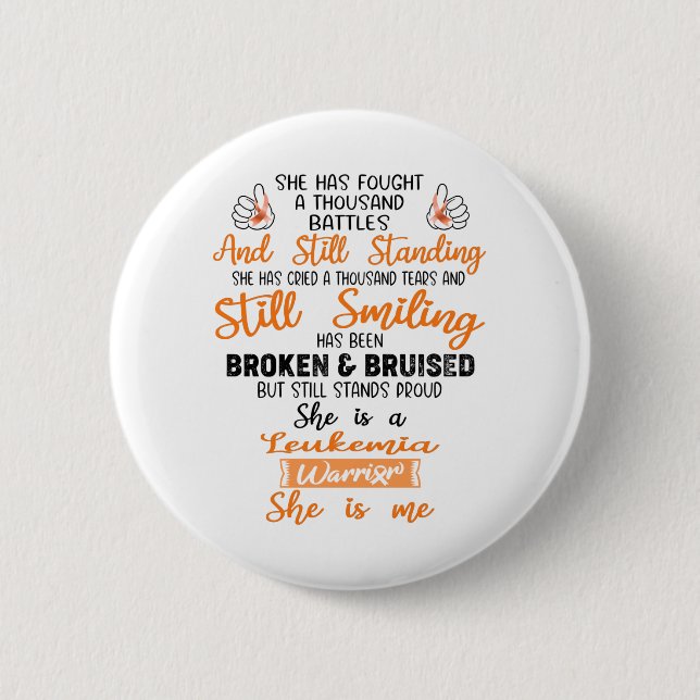 Support Leukemia Warrior Gifts Button (Front)