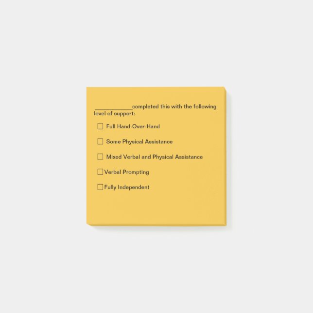 Support Level Post-it Notes (Front)