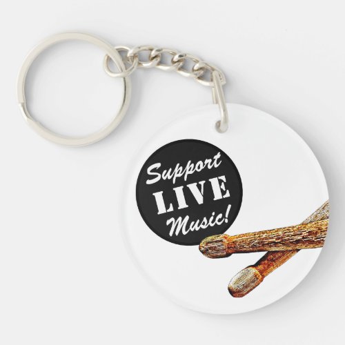 Support Live Music Drum Sticks Musician Band Merch Keychain