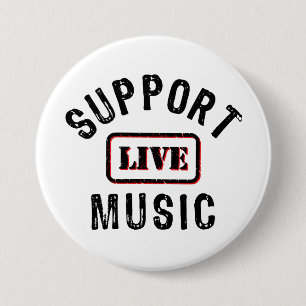 Support Live Music, Live Band, Music Concertgoer Button