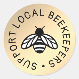 Support Local Beekeepers Cute Honeybee Icon Honey Classic Round Sticker
