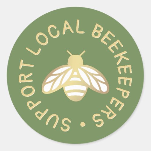 Support Local Beekeepers Gold Honeybee Icon Classic Round Sticker