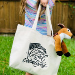 Support Local Creatives Handlettered Large Tote Bag<br><div class="desc">The creative community loves coming together and supporting one another. Whether your a part of this group or not, you can show your appreciation for creatives with this fun hand lettered tote. Even add your city name below to further customize! Design reads “Support your local creatives” with a flag across...</div>