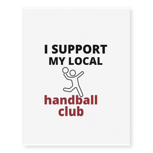 support local handball club temporary tattoos (Front)