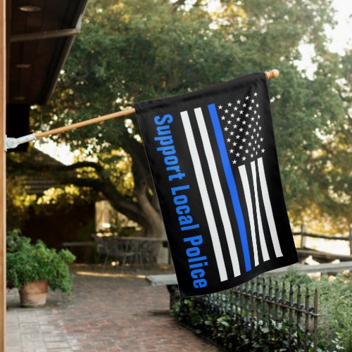 Support Local Police Thin Blue Line House Flag