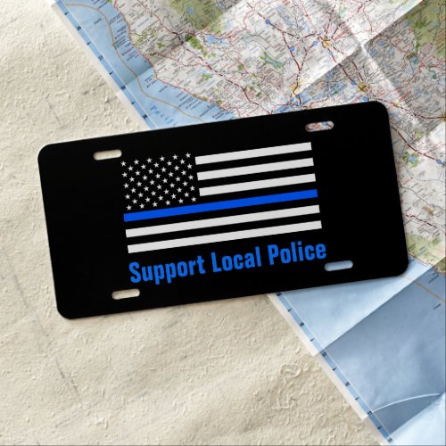Support Local Police Thin Blue Line License Plate