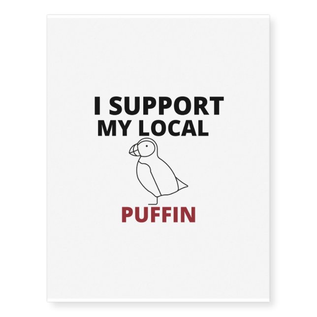 support local puffin temporary tattoos (Front)