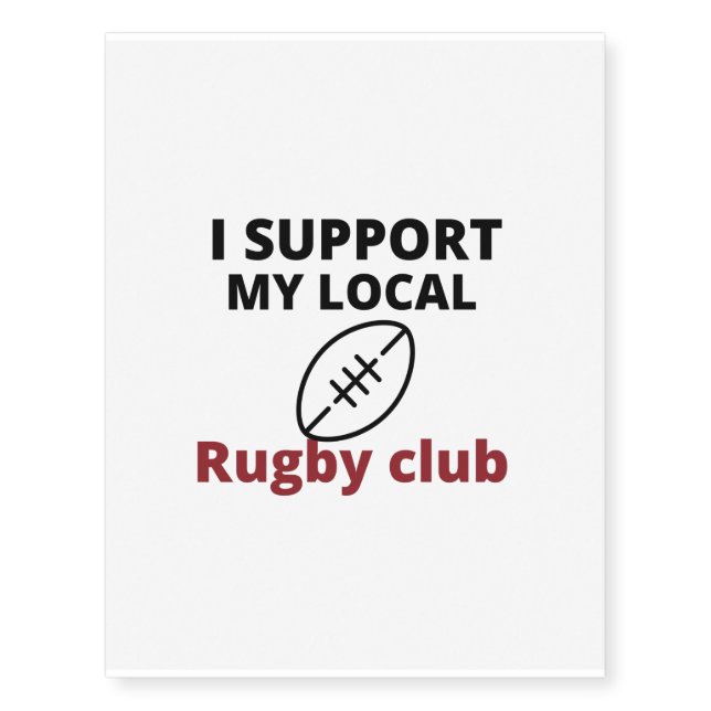 support local rugby club temporary tattoos (Front)