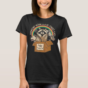 Support Local Street Cats Vintage Box Raccoon Opos T-Shirt