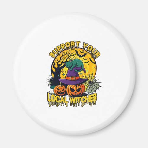 Support Local Witches Halloween Cat Witch Hat Pump Magnet