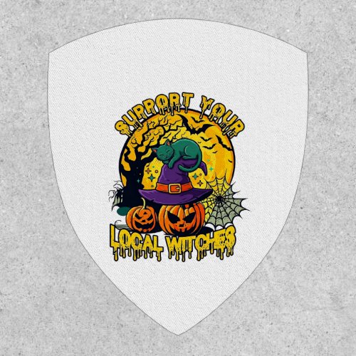 Support Local Witches Halloween Cat Witch Hat Pump Patch