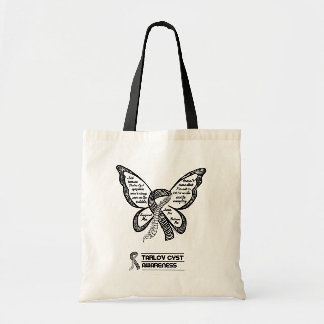 Support/Love/Believe...Tarlov Cyst Tote Bag (Front)