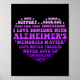 Support Love Heimers Awareness Heart Typography Wo Poster