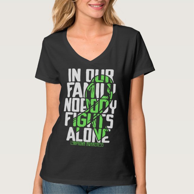 Support Lymphoma Warrior Cute Family Disease Aware T-Shirt (Front)