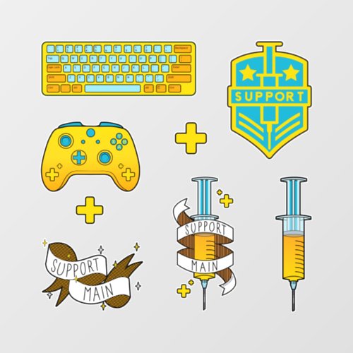 Support Main Gamer Pack Blue Yellow Controller Window Cling