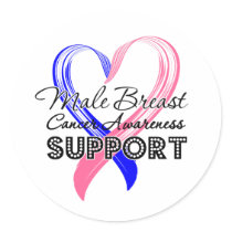 Support Male Breast Cancer Awareness Classic Round Sticker