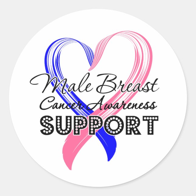 Support Male Breast Cancer Awareness Classic Round Sticker (Front)