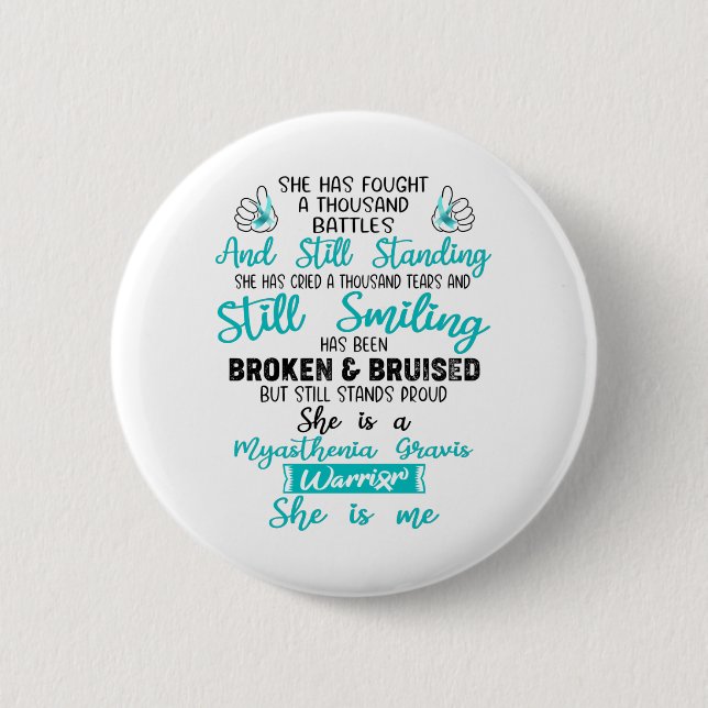 Support Myasthenia Gravis Warrior Gifts Button (Front)