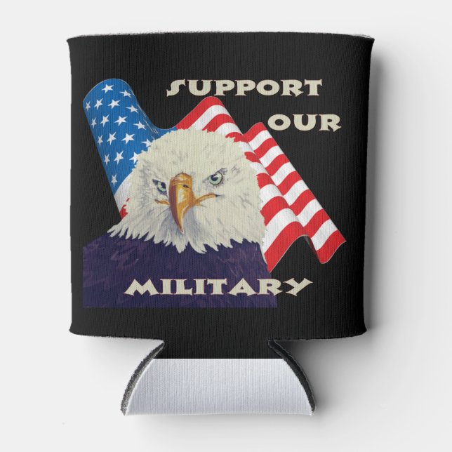 Support Our American Military Troops Veterans Can Cooler (Front)
