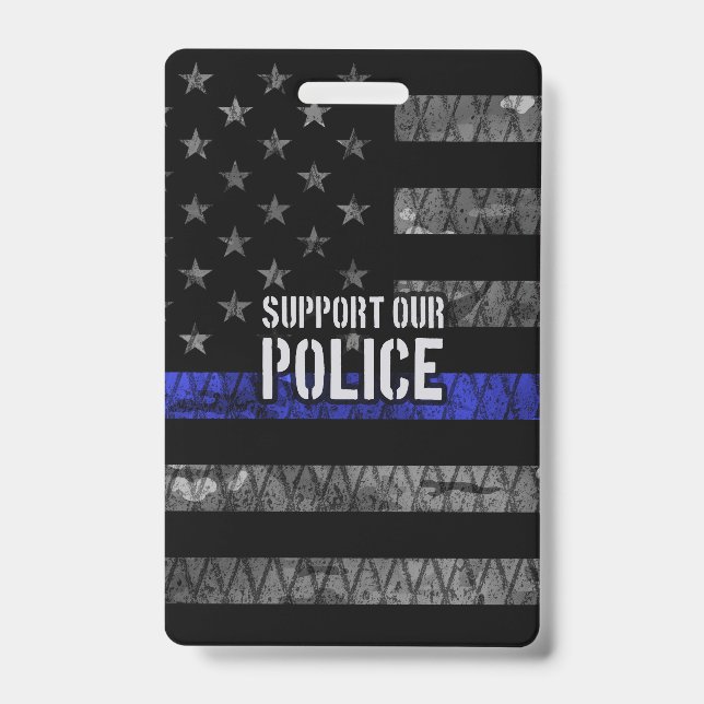 Support Our Police Distressed Flag Badge (Front)